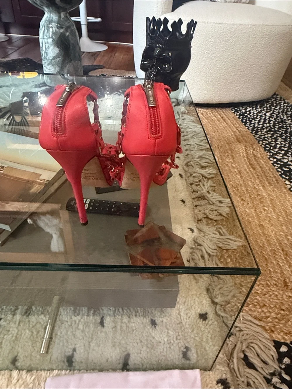 Jimmy Choo Red Studded Strappy Gladiator Heels